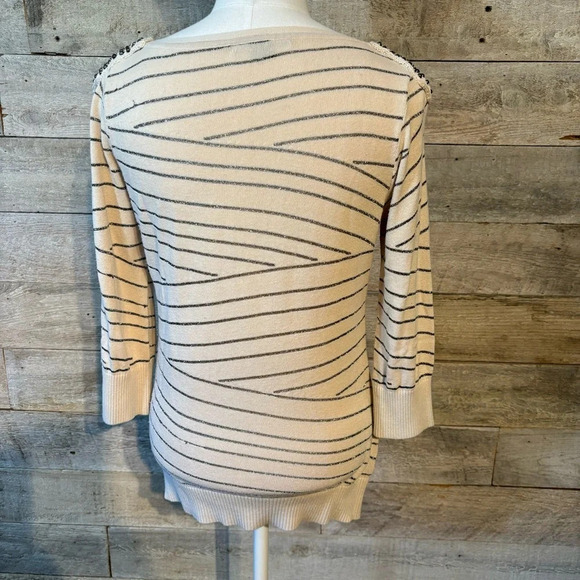 🛍️3/$30 Armani exchange women’s striped punk studded sweater in size medium - Picture 3 of 7